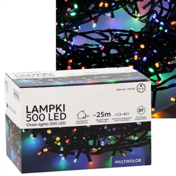 LED svetelný reťaz Extralink 500 LED viacfarebný, 25 m, interiér/exteriér, model EX.73318