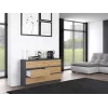 Komoda Top e Shop M6 140 ANT/ART, 6 zásuviek, antracit dub, 1380×750×400 mm