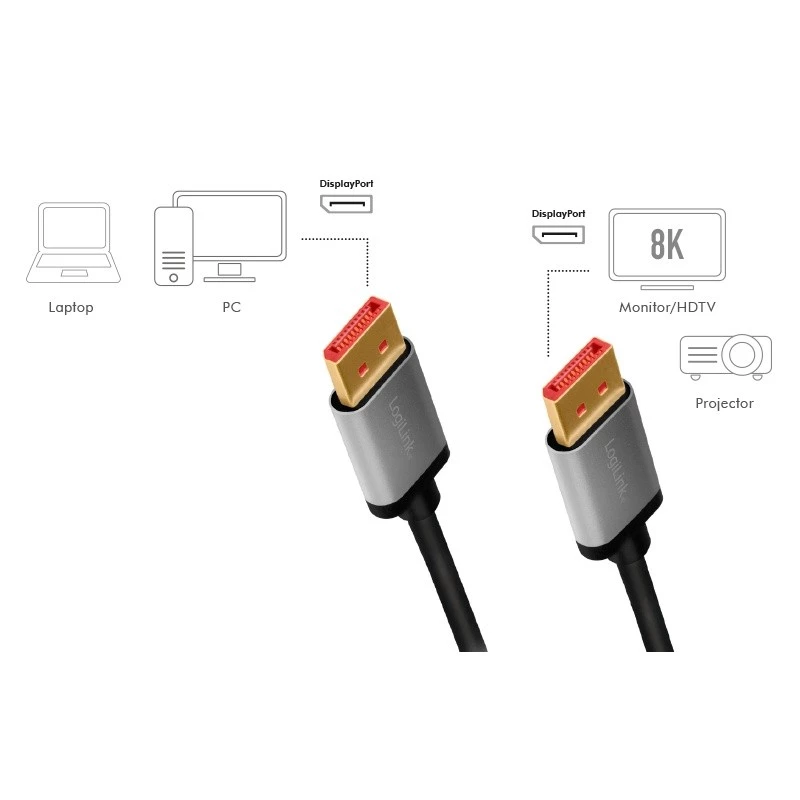 LogiLink CDA0106 DisplayPort kábel čierny sivý 3 M