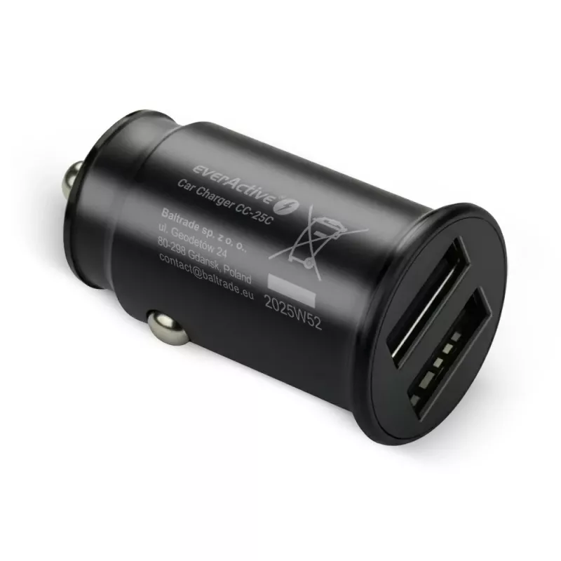 everActive CC-25C autonabíjačka, 2x USB 12 W, s káblom USB-C