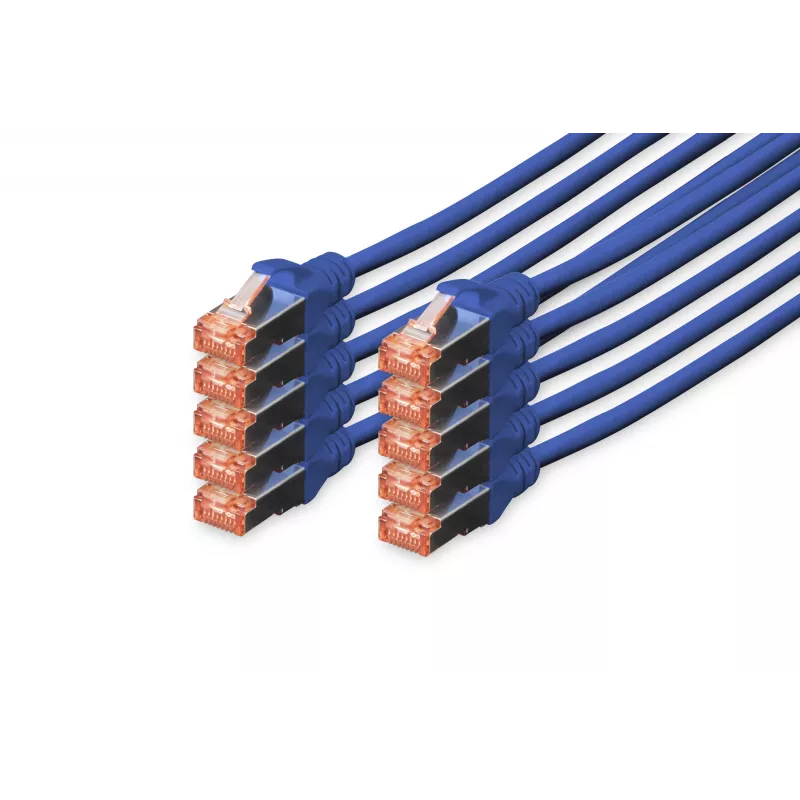 DIGITUS patch kábel CAT6 S/FTP, 0,5 m, modrý, balenie 10 ks