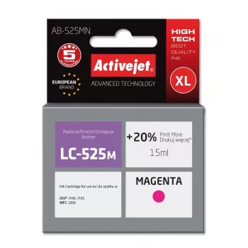 Atramentová kazeta ActiveJet AB-525MN kompatibilná pre Brother LC-525M — purpurová, vysoký (XL) výkon 15 ml
