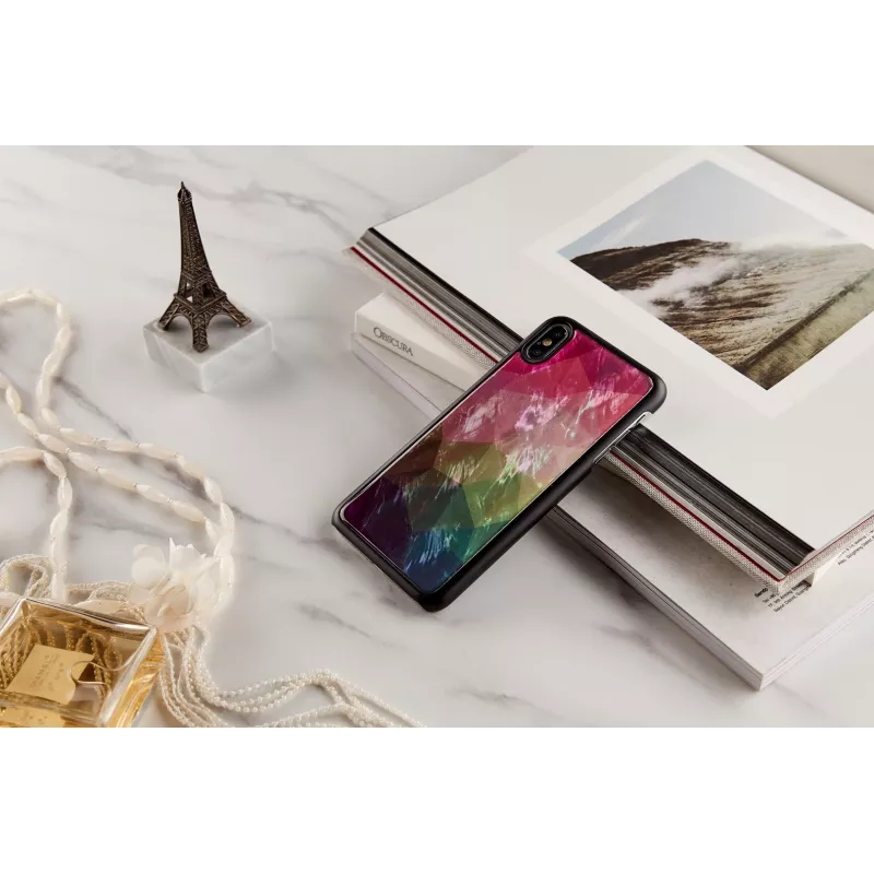 Ochranné puzdro iKins pre iPhone XS Max – dizajn vodných kvetov, čierna
