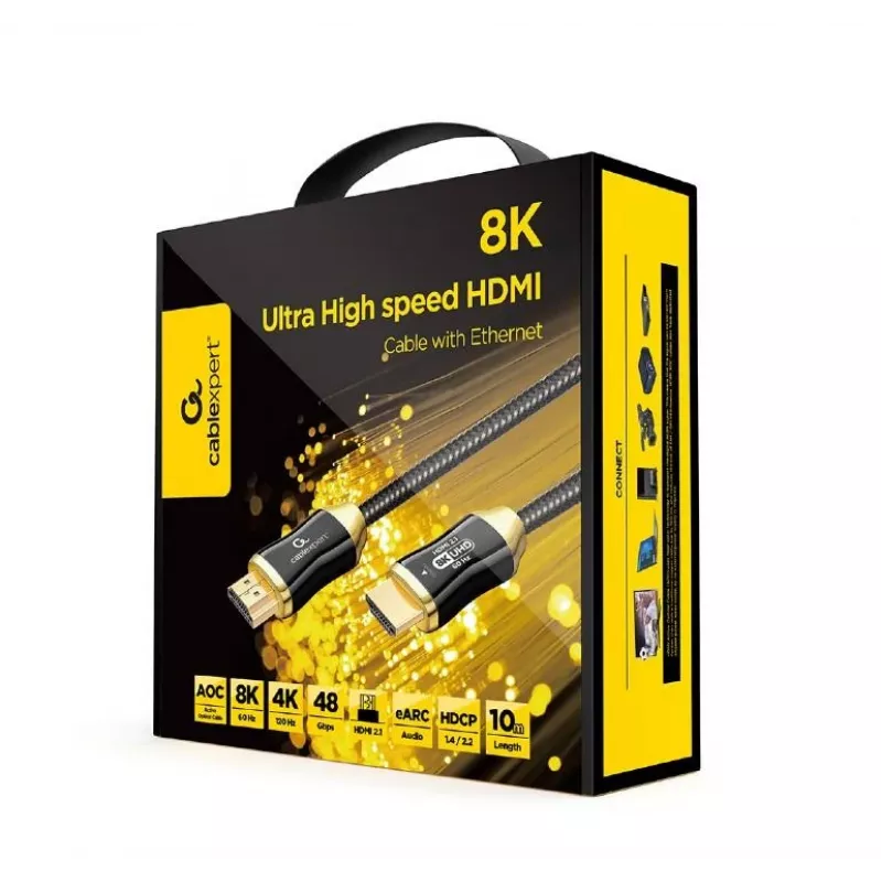 Aktívny optický HDMI kábel GEMBIRD 10 m, HDMI Type-A konektor samec–samec, 48 Gbit/s, HDMI 2.1