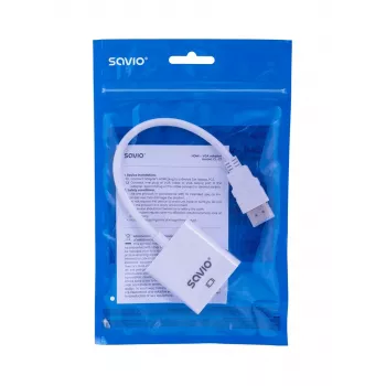 Savio CL-27B videokáblový adaptér 0,1 m HDMI Type-A (štandard) VGA (D-Sub) biely