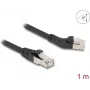 Sieťový kábel DeLOCK RJ45 Cat.6A 45° zahnutý vľavo na rovný 1 m čierny