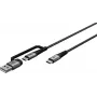 USB-C nabíjací kábel WENTRONIC Goobay 2in1, 2 m, extra odolný, Space Grey/Silber