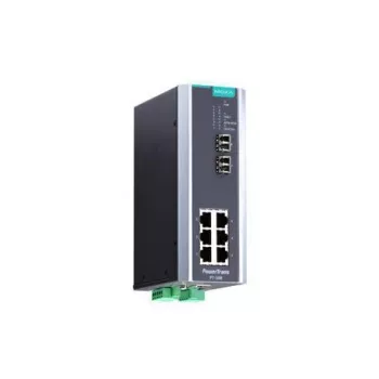 Priemyselný Ethernet switch MOXA PT-508-SS-LC-HV — 8 portov 10/100/1000 Mbit/s, kovové puzdro
