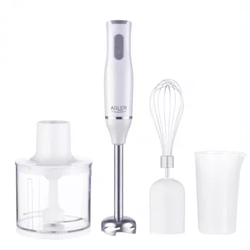Adler AD 4620 súprava ručného mixéra, 800 W, 2 rýchlosti, sekáčik 450 ml, nádoba 750 ml, metla, biely