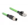 Sieťový kábel DeLOCK M12 kábel A-kódovaný 8-pinový konektor samec na RJ45 konektor samec PUR (TPU) 1 m