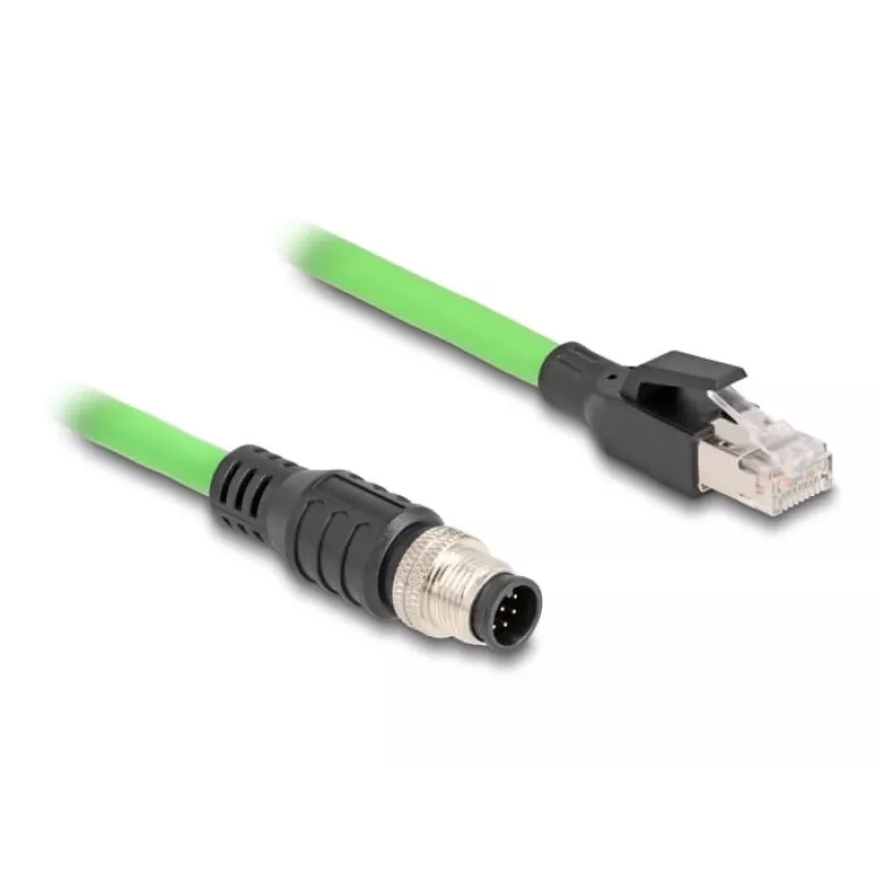Sieťový kábel DeLOCK M12 kábel A-kódovaný 8-pinový konektor samec na RJ45 konektor samec PUR (TPU) 1 m