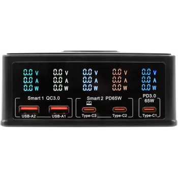 Multiport nabíjačka Exsys EX-1106 160W, čierna, viacero USB výstupných portov