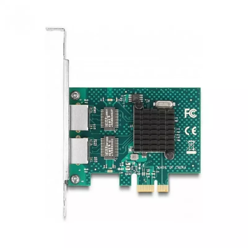 DeLOCK PCI Express x1 karta na 2 x RJ45 Gigabit LAN BCM sivá