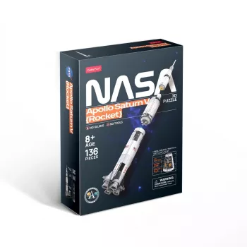 3D puzzle cubicfun model rakety Apollo Saturn — vzdelávacia stavebnica v mierke