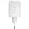 USB-C rýchlonabíjačka Nano, PD, GaN, 65 Watt (biela, 1x USB-A, 2x USB-C PD, Charge 3.0)