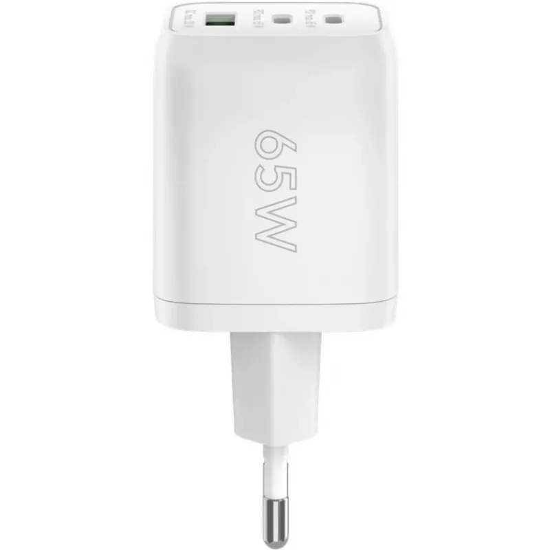 USB-C rýchlonabíjačka Nano, PD, GaN, 65 Watt (biela, 1x USB-A, 2x USB-C PD, Charge 3.0)