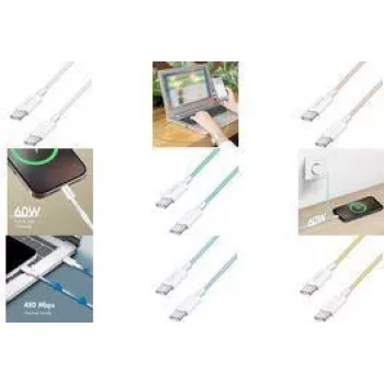 LogiLink USB 2.0 Type-C kábel C/m> C/m nylon 60W modrý - kábel - digitálny/dátový (CU0351)