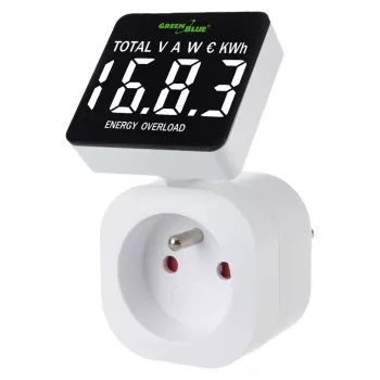 Energetický wattmeter GreenBlue GB620E pre 220-V sieť, max. 16 A, zástrčný merač prúdu/energie