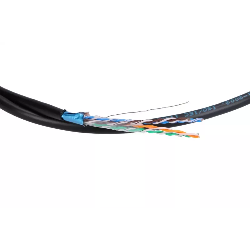 Sieťový kábel Extralink Twisted Pair CAT5E FTP (F/UTP) V2 Outdoor 305M Čierny