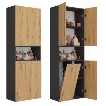 Top E Shop NEL 1K DK ANT/ART KP kúpeľňová úložná skrinka, grafit/dub