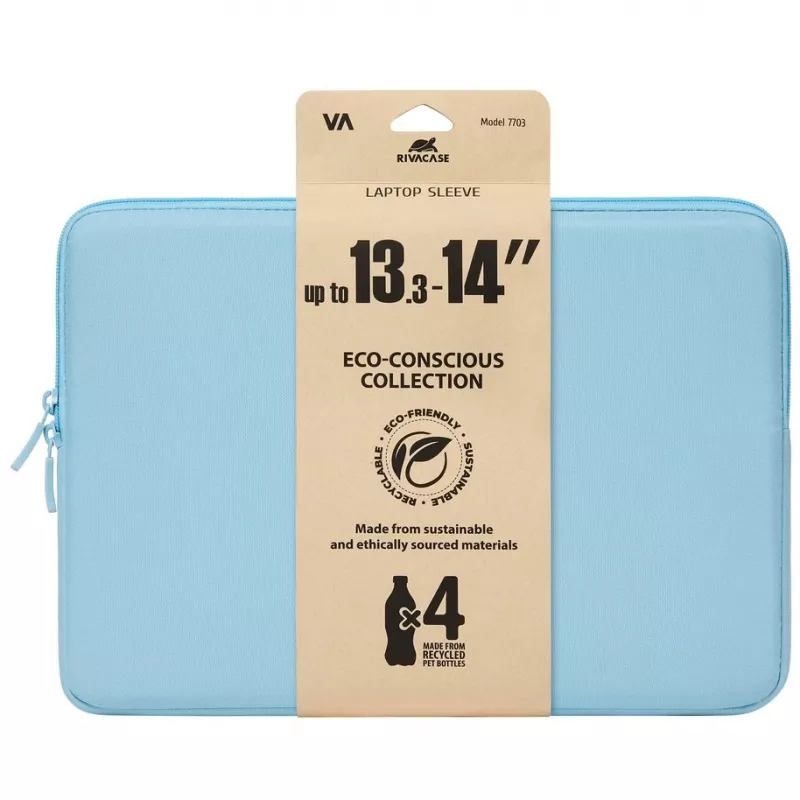 Puzdro na notebook Rivacase Riva Szuzuka 14 palcov pastelovo modrá – ochranné neoprénové puzdro pre 14-palcové notebooky