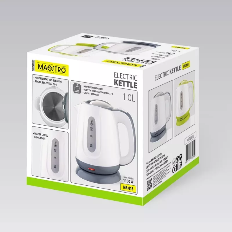 Rýchlovarná kanvica MAESTRO MR013 1 L 1100 W (MR-013-GREEN) zelená, biela