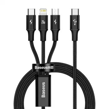 Baseus Rapid 3-in-1 USB kábel 1,5 m USB A USB C/Micro USB A/Lightning čierny