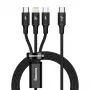 Baseus Rapid 3-in-1 USB kábel 1,5 m USB A USB C/Micro USB A/Lightning čierny