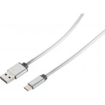 USB kábel S/CONN 14-12001 USB 2.0 1 m USB A USB C strieborný