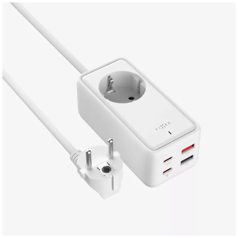 Napájací adaptér FIXED FIXCS65-1.5-WH s 2× USB-C PD 65 W a 2× USB-A konektormi
