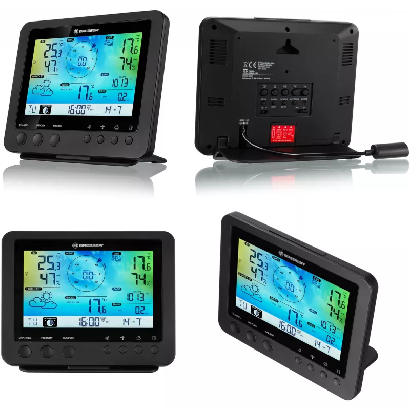 Bresser 7002580 Weather Center 5-in-1 digitálna meteostanica Wi-Fi s profesionálnym senzorom, displej 5,7″, sieťové napájanie, čierna