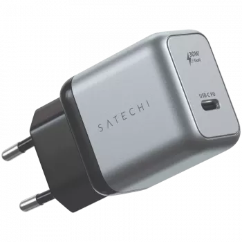 Nabíjačka pre mobilné zariadenia Satechi ST-UC30WCM-EU — univerzálna AC nabíjačka do interiéru s 1× USB-C, čierna/strieborná