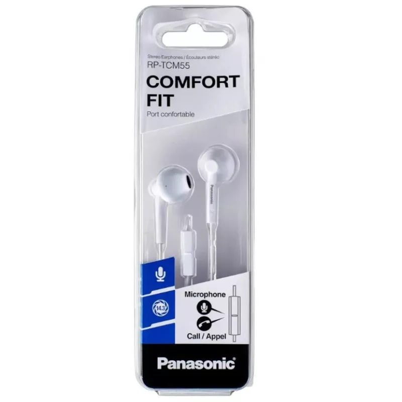 Káblový in-ear headset Panasonic RP-TCM55E – 10–24000 Hz, 1,2 m kábel, 14 g, čierny