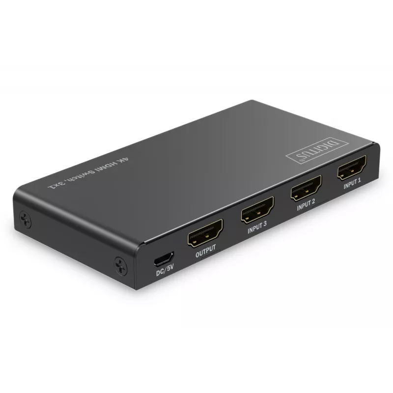 Digitus 4K HDMI switch 3x1 kov čierna 18 Gbit/s
