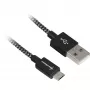 USB 2.0 kábel, USB-A konektor samec > Micro-USB konektor samec (čierna/sivá, 0,5 metra, opláštený)