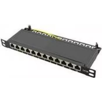LogiLink - Patch panel - rack montáž - RJ-45 X 12 - čierna, RAL 9005 - 0,5U - 25,4 cm (10)