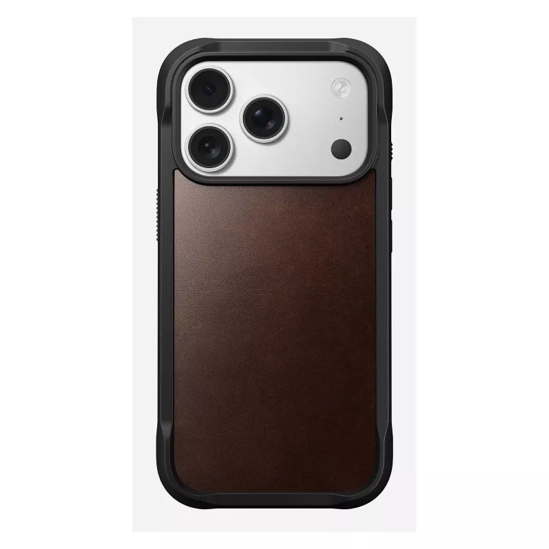 Puzdro na telefón Nomad Rugged Leather Case pre iPhone 17 Pro, 6,3 palcov (16 cm), hnedé, koža/TPU/hliník