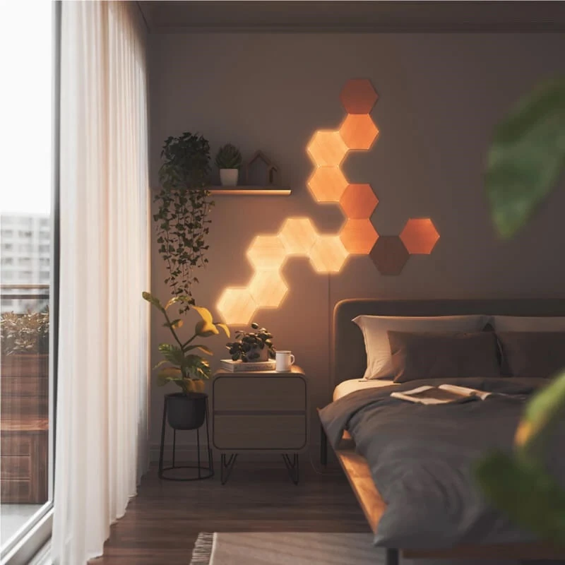 Nanoleaf | Elements Wood Look Hexagons Starter Kit (13 panelov) | studená biela + teplá biela