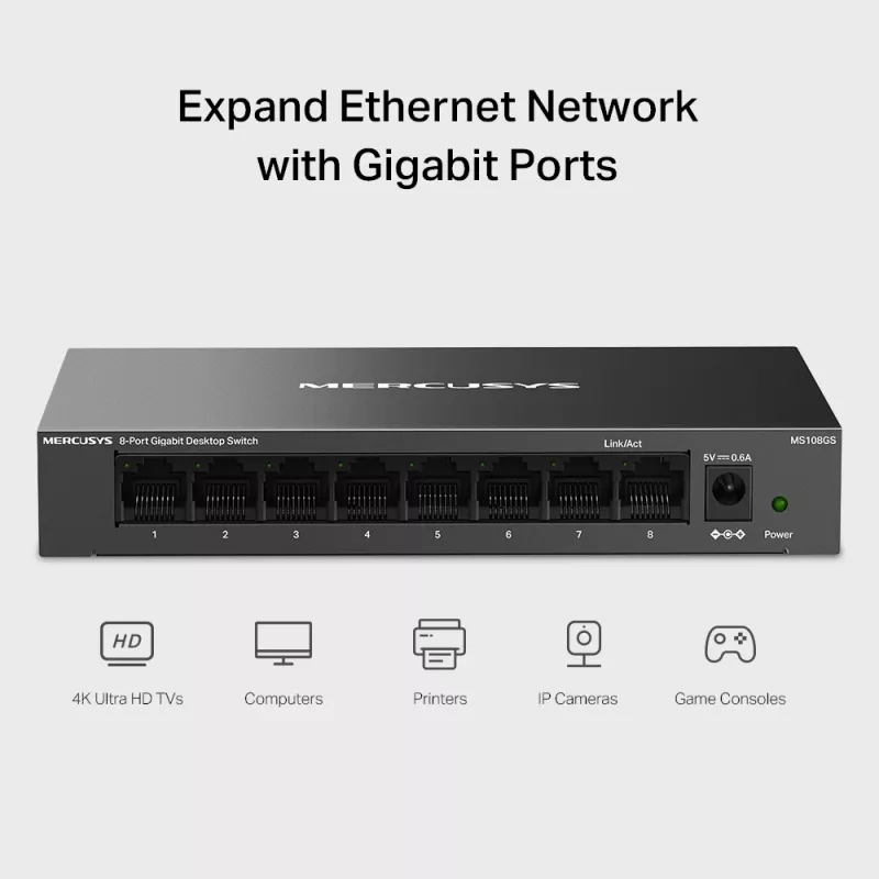 Mercusys 8-portový gigabitový desktop switch