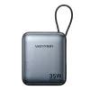 Vention FHEH0 powerbanka 10000 mAh 35 W s káblom USB-C, sivá