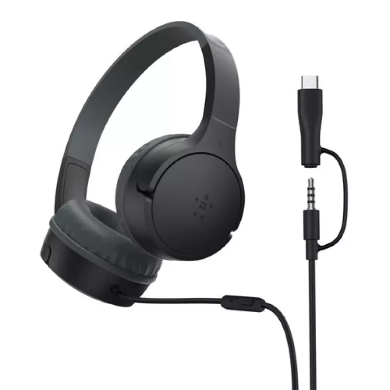 Belkin SoundForm káblové on-ear slúchadlá pre deti, čierna. AUD010hqBK