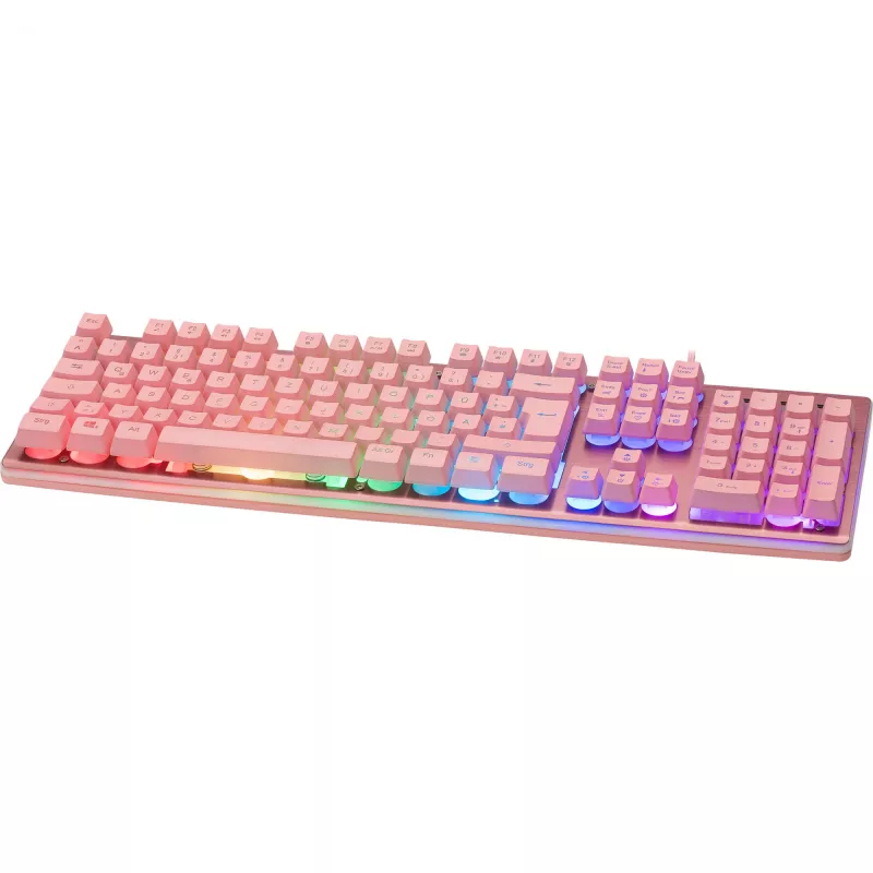 Deltaco GAM-021-RGB-P-DE - plná veľkosť (100%) - USB - membránové spínače - QWERTZ - ružová