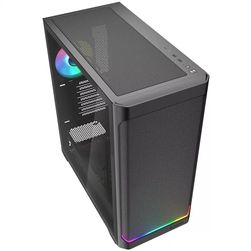 PC skriňa Sharkoon AK4W RGB pásiková Midi Tower čierna