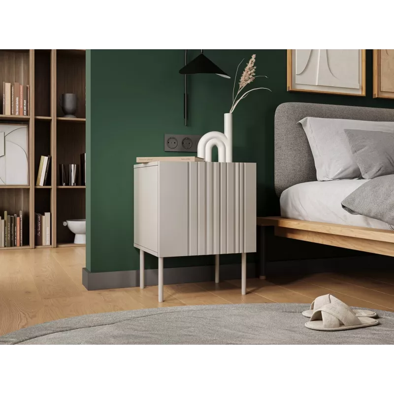 Nočný stolík Cama Meble ISLA 44,5x40x59 cm cashmere matný, MDF & drevotrieska, sada 2 ks