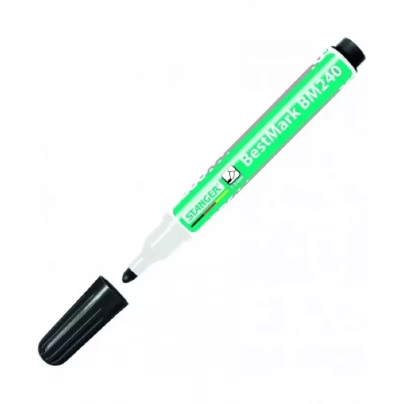 Fixka na bielu tabuľu STANGER BM240 1-3 mm, guľatý hrot, čierna 1 ks