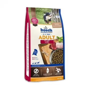 Suché krmivo pre psov Bosch Adult s jahňacím a ryžou, 3 kg — pre dospelých psov, vhodné pre všetky plemená, podporuje pri neznášanlivosti krmiva