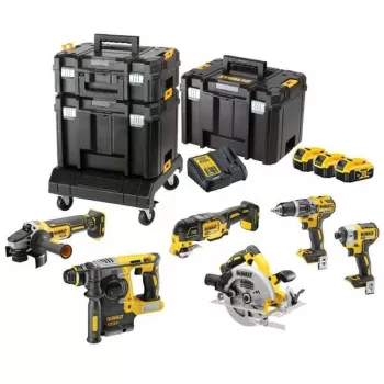 DeWalt DCK685P3T 18V kufrík s akumulátorovým náradím — 3×5,0 Ah batérie, DCH273 vŕtacie kladivo, uhlová brúska, kufrík