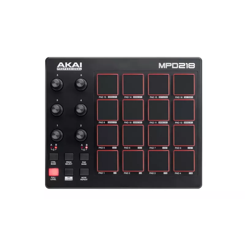 Audio Mixer Akai MPD218 čierny 16 padov USB MIDI Controller