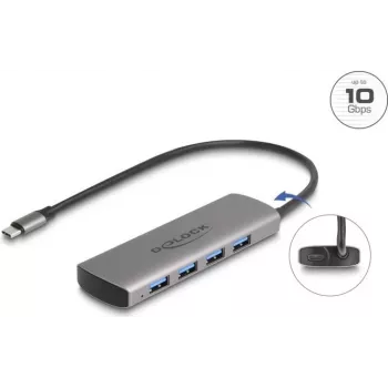 USB hub DeLOCK 64293 Type-C 10000 Mbit/s sivý