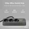 Predlžovacia zásuvka DIGITUS 3-násobná s 2×USB-A & 1×USB-C, 3 AC zásuvky Typ E/F, 1,5 m kábel, čierna